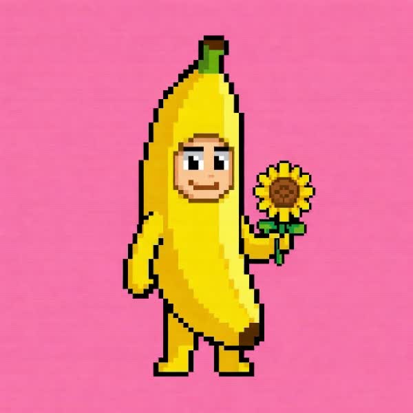 Pixel-art Banana Bytes mascot.
